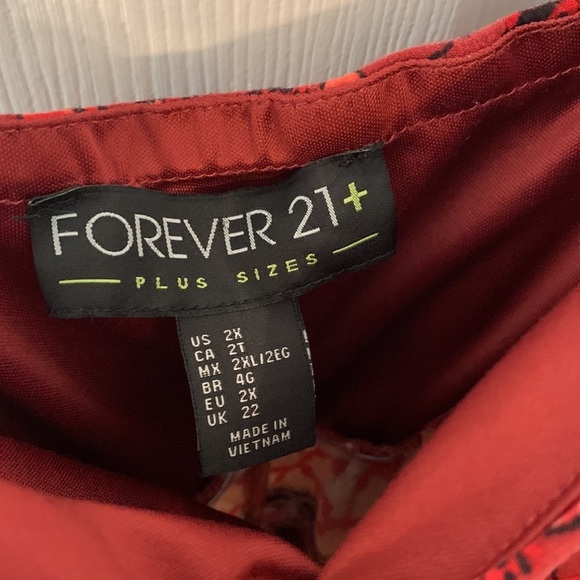 FOREVER21+ SIZE 2X SPAGHETTI STRAP DARK RED MULTI-COLOR AZTEC MAXI DRESS - Picture 4 of 5